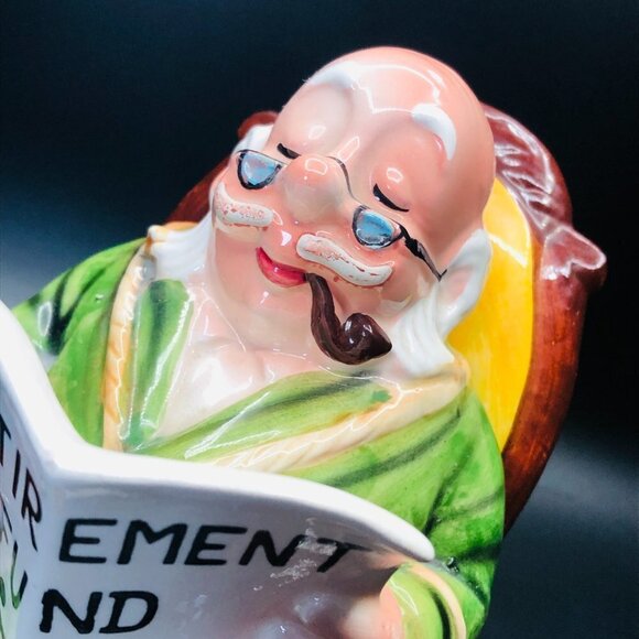 Vintage LEFTON Retirement Fund Ceramic Coin Bank Kitsch Grandpa Gag Gift - Picture 7 of 11